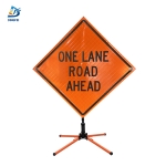 Roll Up Sign & Stand - 36 Inch Reflective One Lane Road Ahead Roll Up Traffic Sign